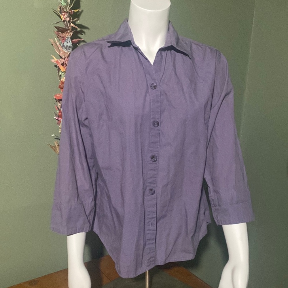 Columbia Sportswear purple 3/4 Sleeve Button-down Collar Shirt